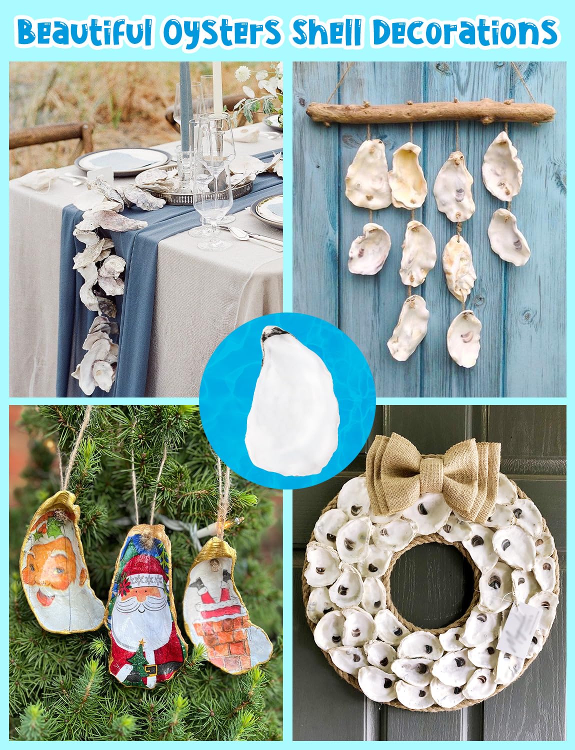 TCSYLSC 30 PCS Flat Oyster Shells 4-5” Natural Bulk Concave Oyster Shells for Crafts Home Vase Filler DIY Painting Theme Party Coastal Shell Art Supplies