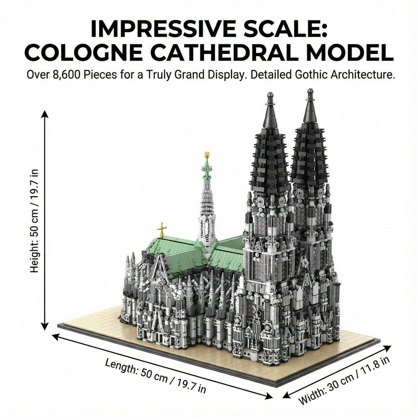 BBTiloBrix Cologne Cathedral Building Block Set, MOC Gothic Architecture Model, Advanced Building Kit, Authentic Replica of Germany’s Church Iconic Landmark, Large Display Dec for Adults(8614Pieces)