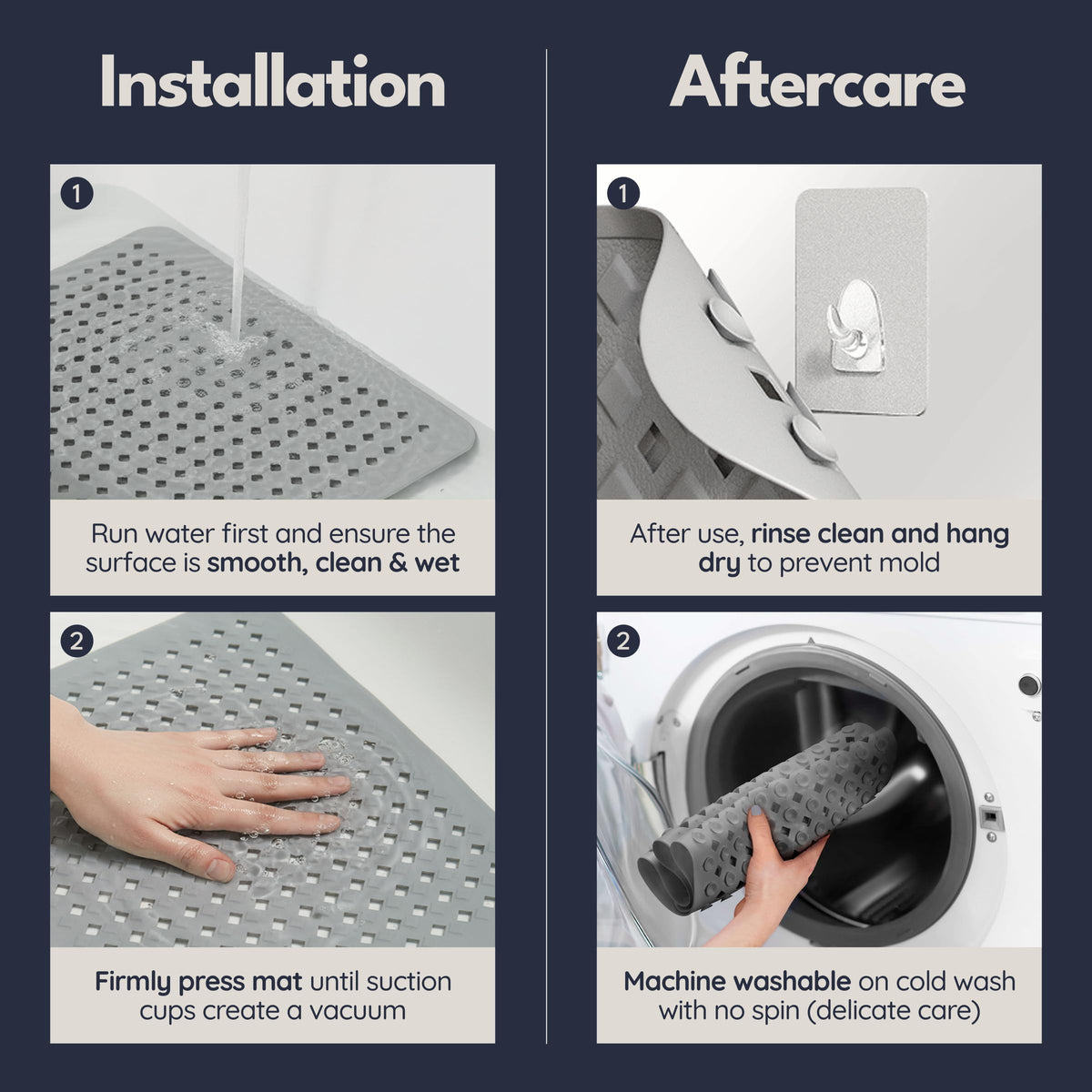 Bathtub Mat Non Slip 28x16 Shower Mat Non Slip Anti Mold BPA Free
