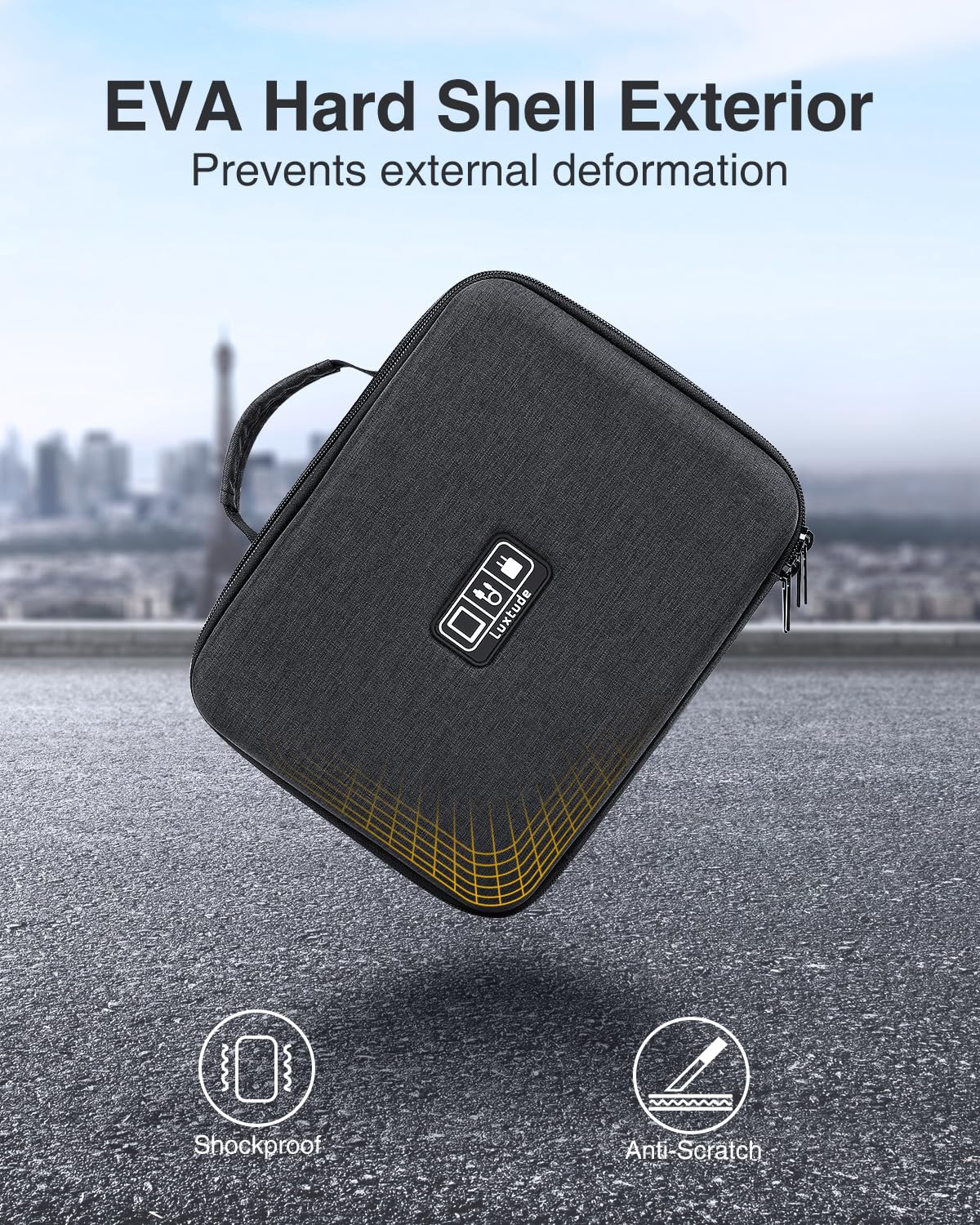 Luxtude Electronic Organizer Travel Case Large, Hard Case for Electronics with Shoulder Strap, Fits for iPad (Up to 11’’), Tech Gifts