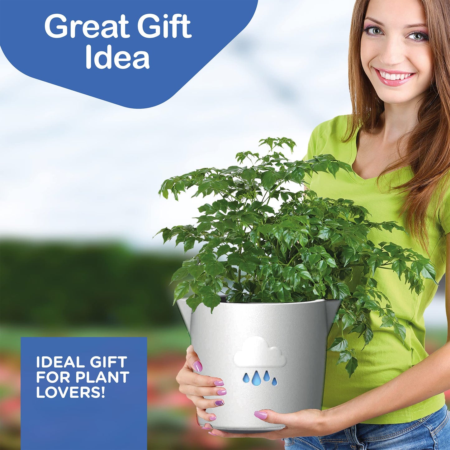 King's Gardening Clever Pot - Self Watering Pot for Indoor Outdoor Use, Animated Cloud Water Level Indicator, UV Resistant Planter, Ideal for Flowers, African Violets, and More 8" (Pearl Cloud)