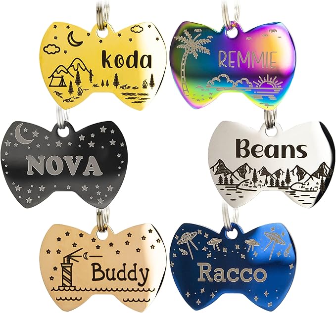Personalized Dog Tag with 5 Lines of Custom Deep Engraved Durable Stainless Steel Pet ID Name Tag Designer Small Size Bone