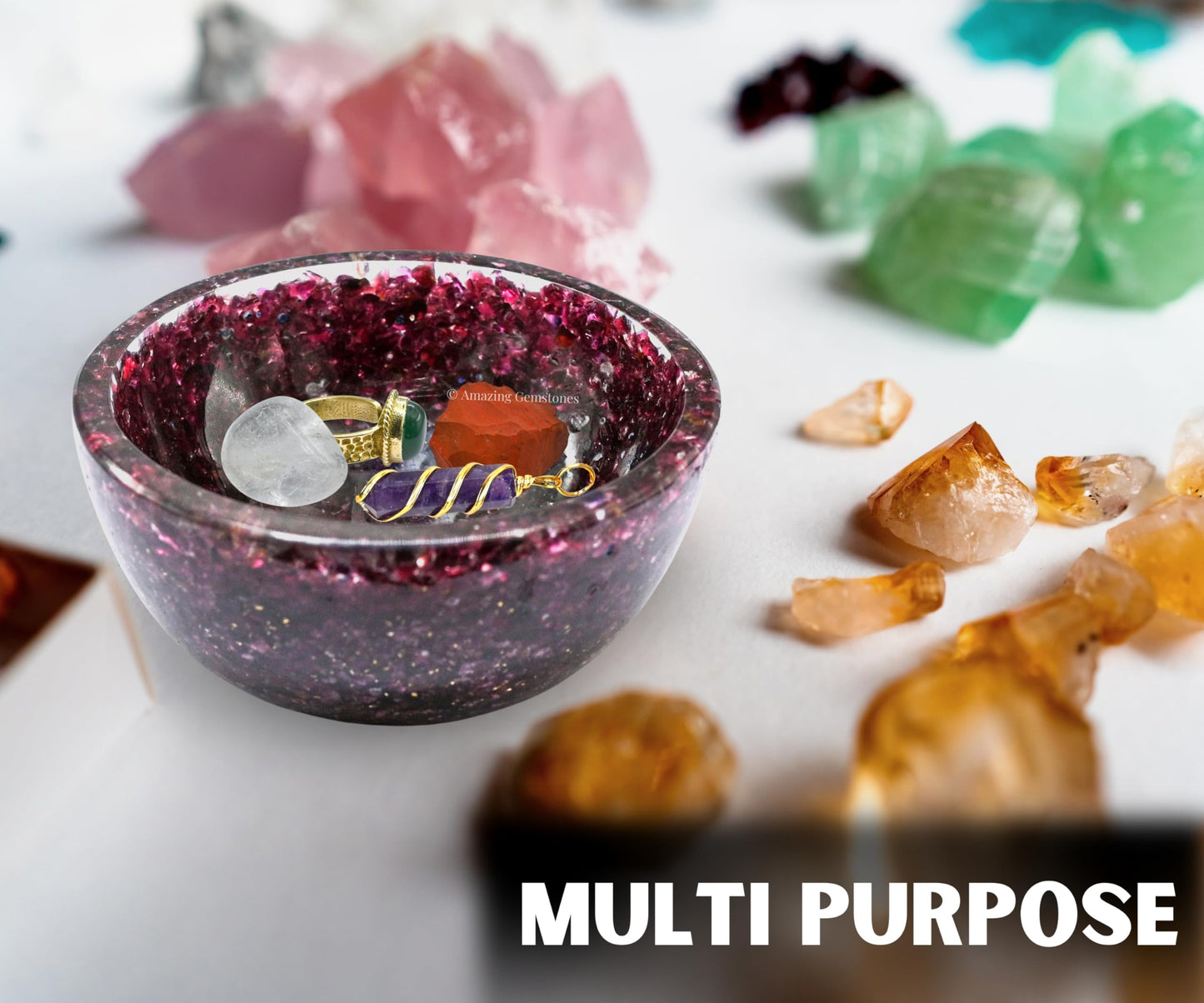 Amazing Gemstone Garnet Orgonite Orgone Crystal Gemstone Bowl - 3" Orgonite Garnet Crystal Bowl for Meditation, Crystals and Healing Stones Gift and Protection