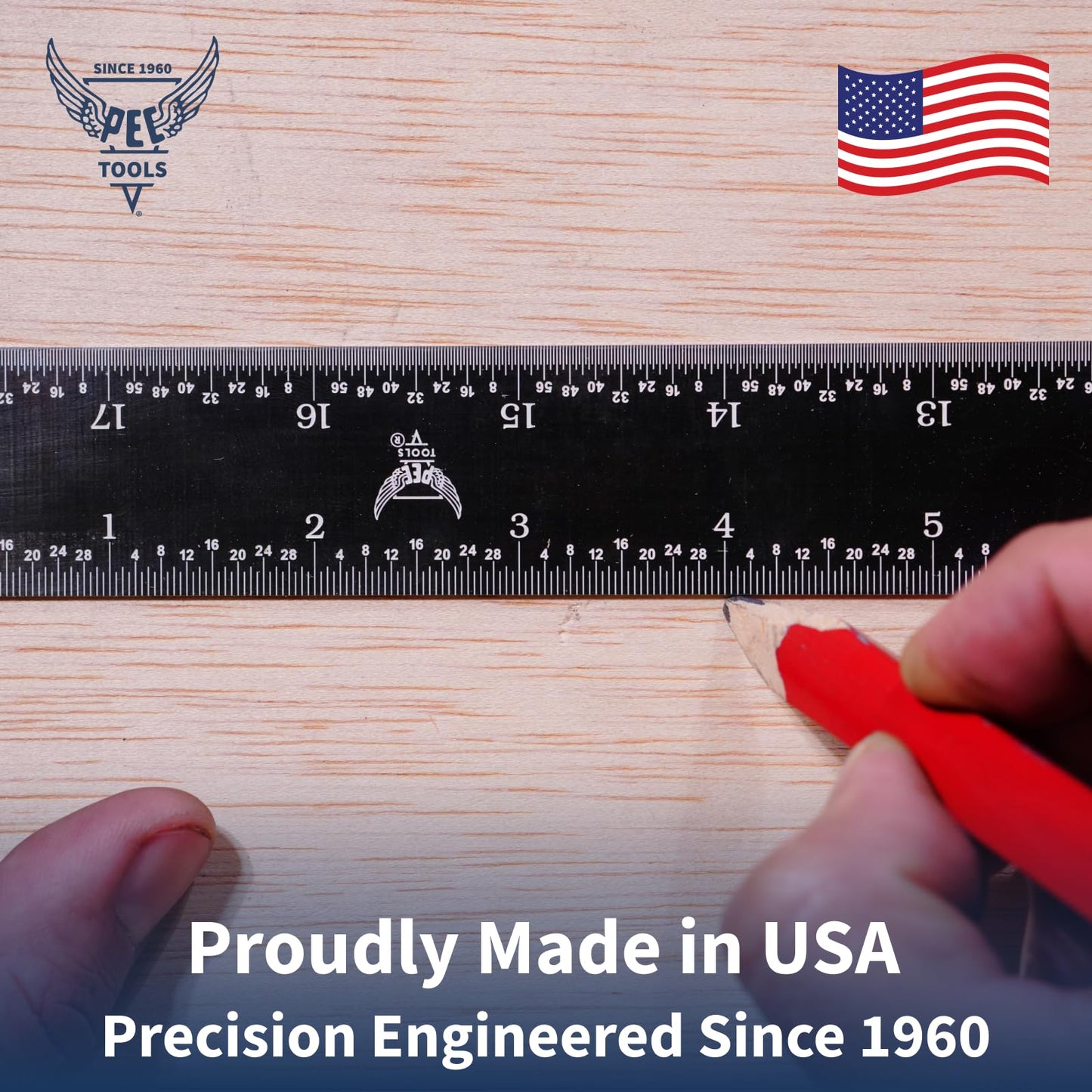 PEC Tools 6" Flexible Machinist Rule, Designed for High-Accuracy Industrial Environments, Made in USA