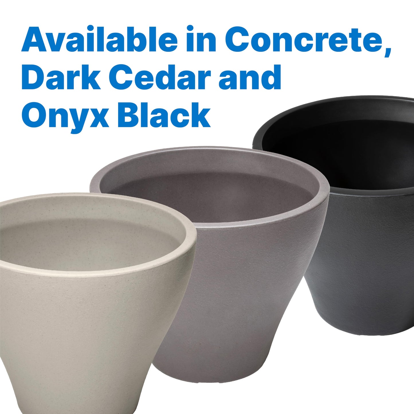Step2 Fernway Round Planter, Large Planters for Outdoor Plants, Gardening and Flower Pot for Patio or Porch, Efficient Drainage, Durable Plastic, Onyx Black, 2-Pack