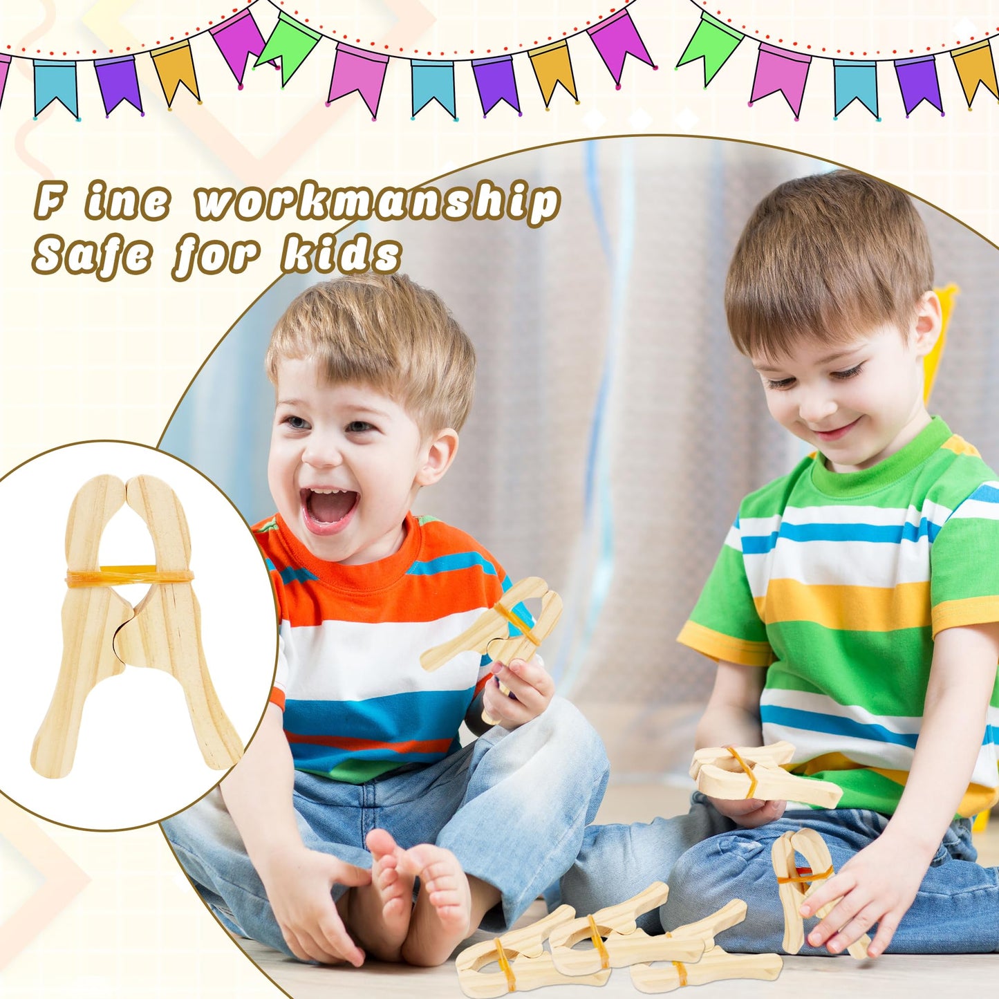 10 Pcs Wooden Game Clips Set for Fort Building and Play - Kids School Playground Building Games Silk Clips