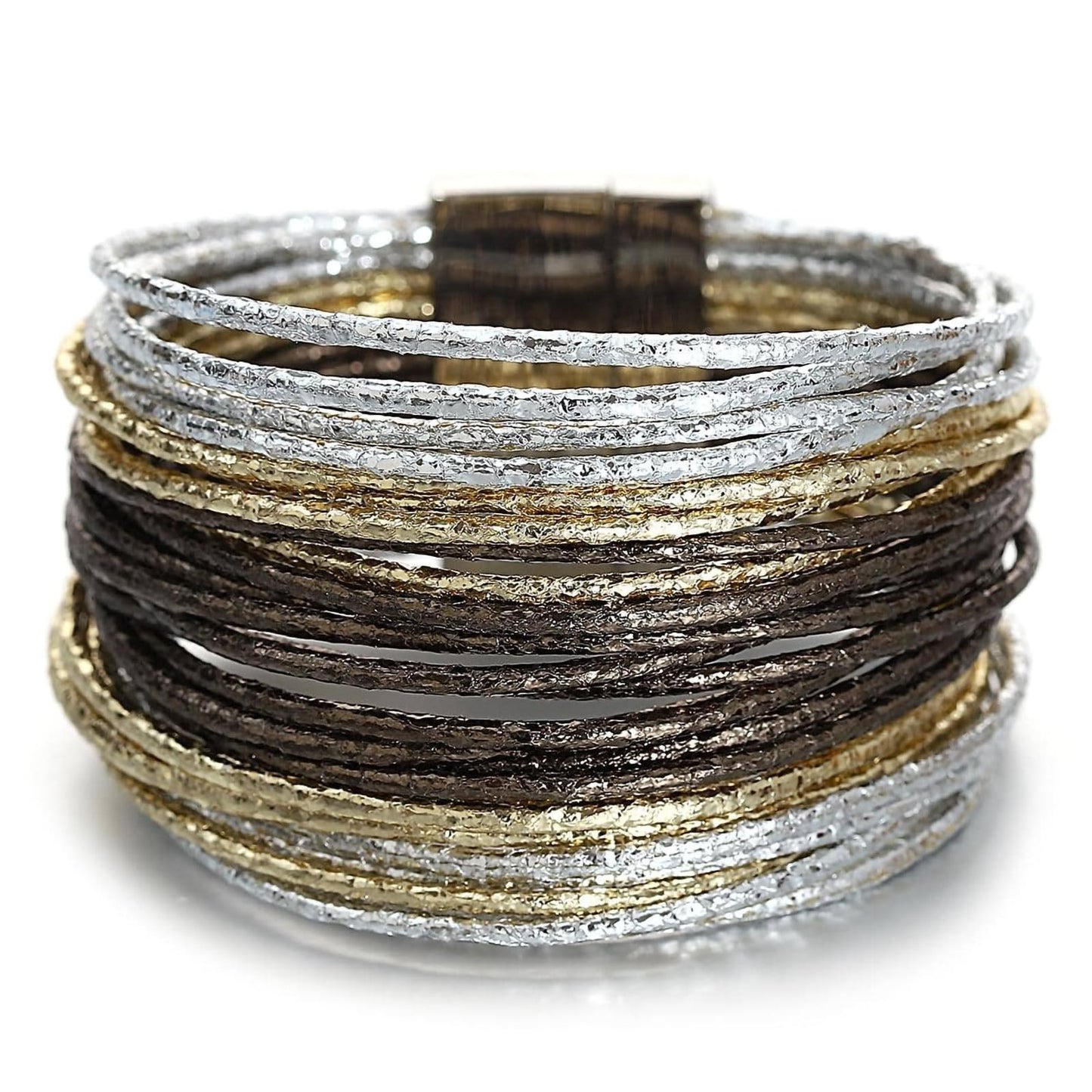 Leopard Bracelet for Women, Boho Leather Wrap Multi-Layer Pearl Crystal Bracelet Bangle Jewelry (Leather String Brown)