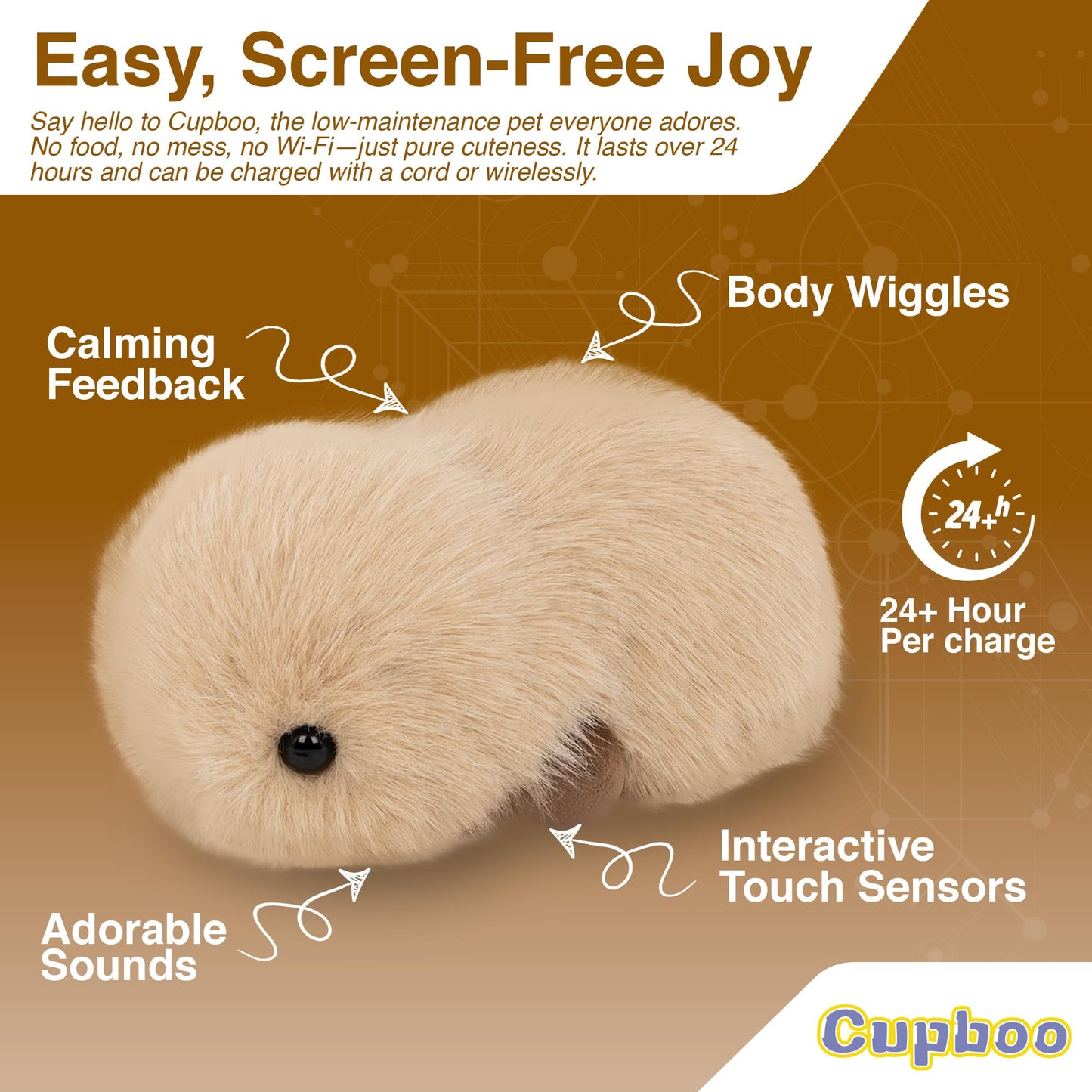 cupboo Interactive AI Plush Companion Pet– Privacy Safe Smart Adaptive Learning Emotional Support Robot Pets, Anxiety Relief Comfort| Ideal Toy Gift for Kids,Adults,Seniors(Beige)
