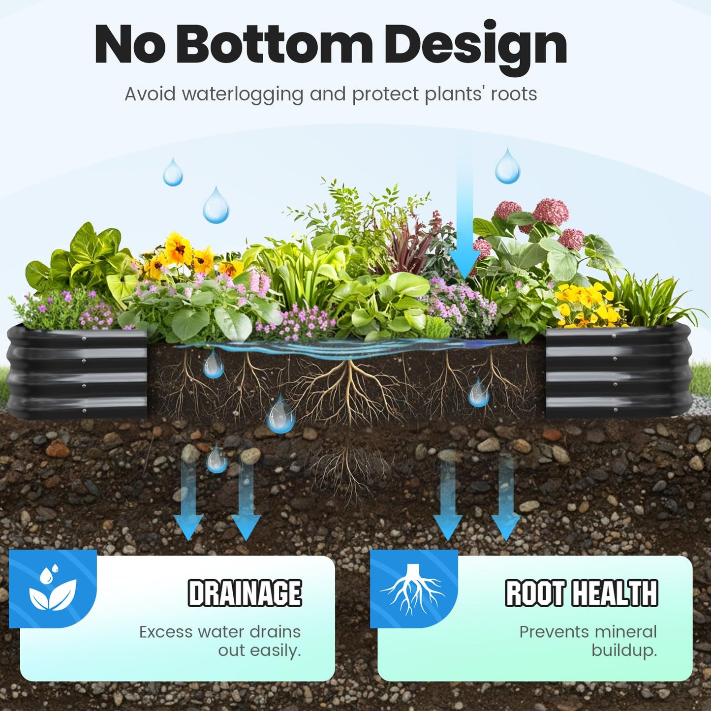Quictent Galvanized Raised Garden Bed Kit, 6x3x1 ft Oval Metal Planter Box for Vegetables, Dark Grey