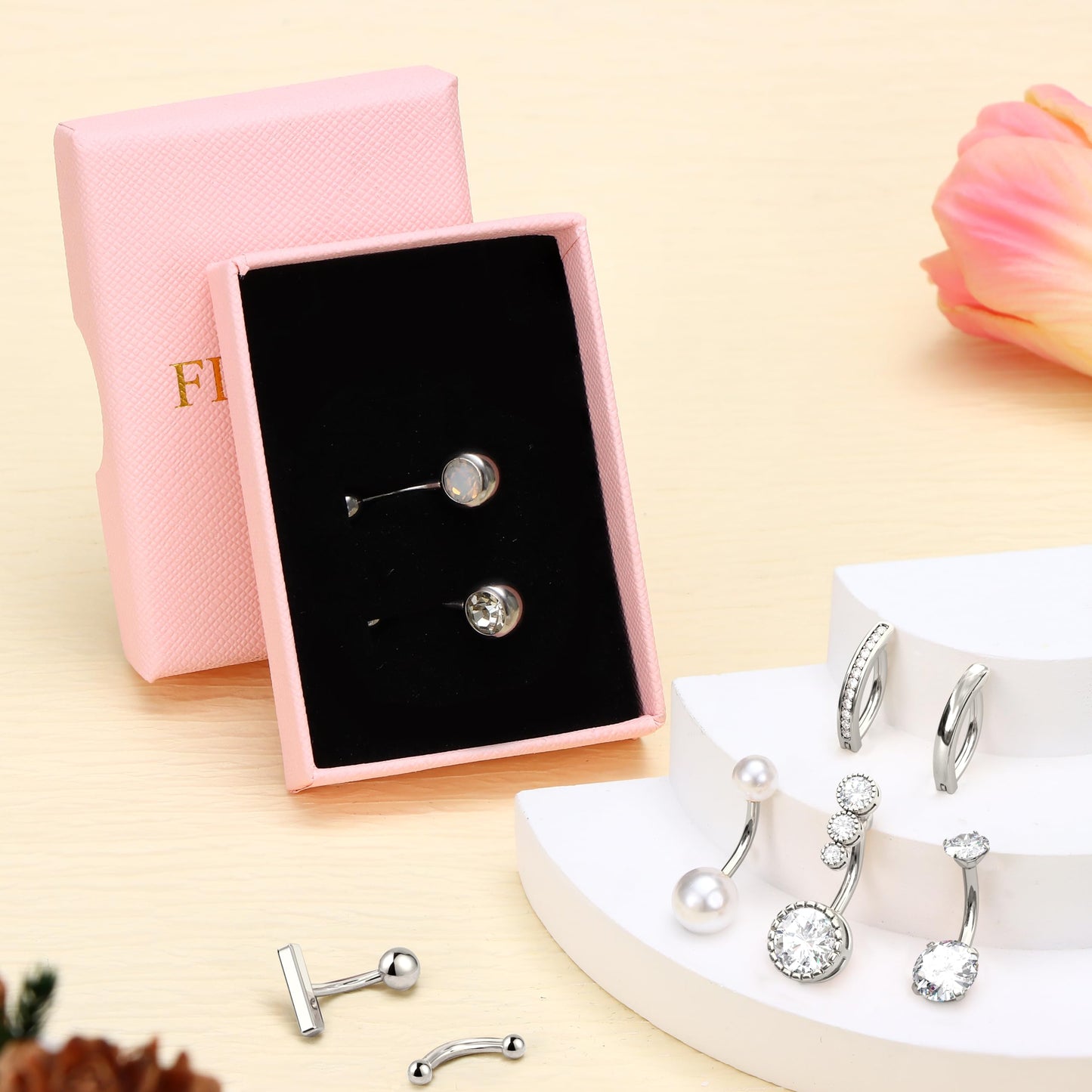 FIASASO 9 Pcs Belly Button Ring Surgical Stainless Steel Belly Rings CZ Belly Button Ring Clicker Belly Piercings for Women Navel Piercings Pack Silver