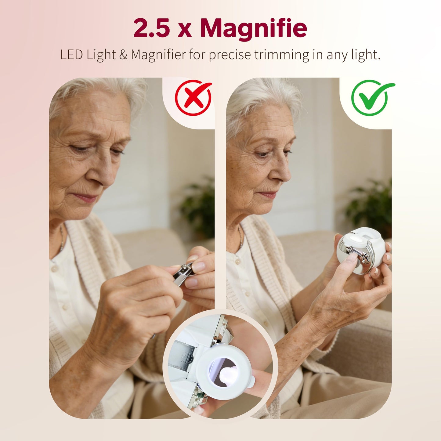 6-in-1 Electric Automatic Nail Clipper & Trimmer for Seniors, 2026 Upgraded Nail Clippers Set with LED Light and Magnifier | USB Rechargeable, 3 Speeds, Dual Blades, Storage Case for Adults