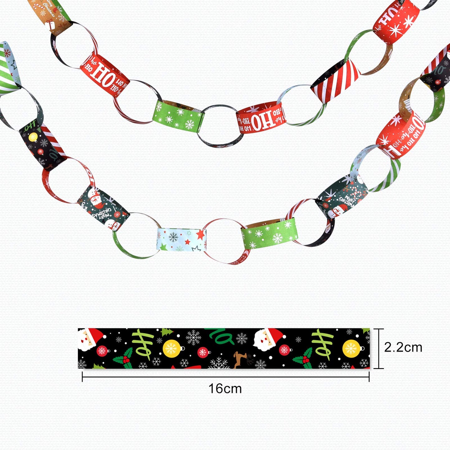 ASTARON 600pcs Christmas Paper Chains Festive Printed Creative Paper Decorations
