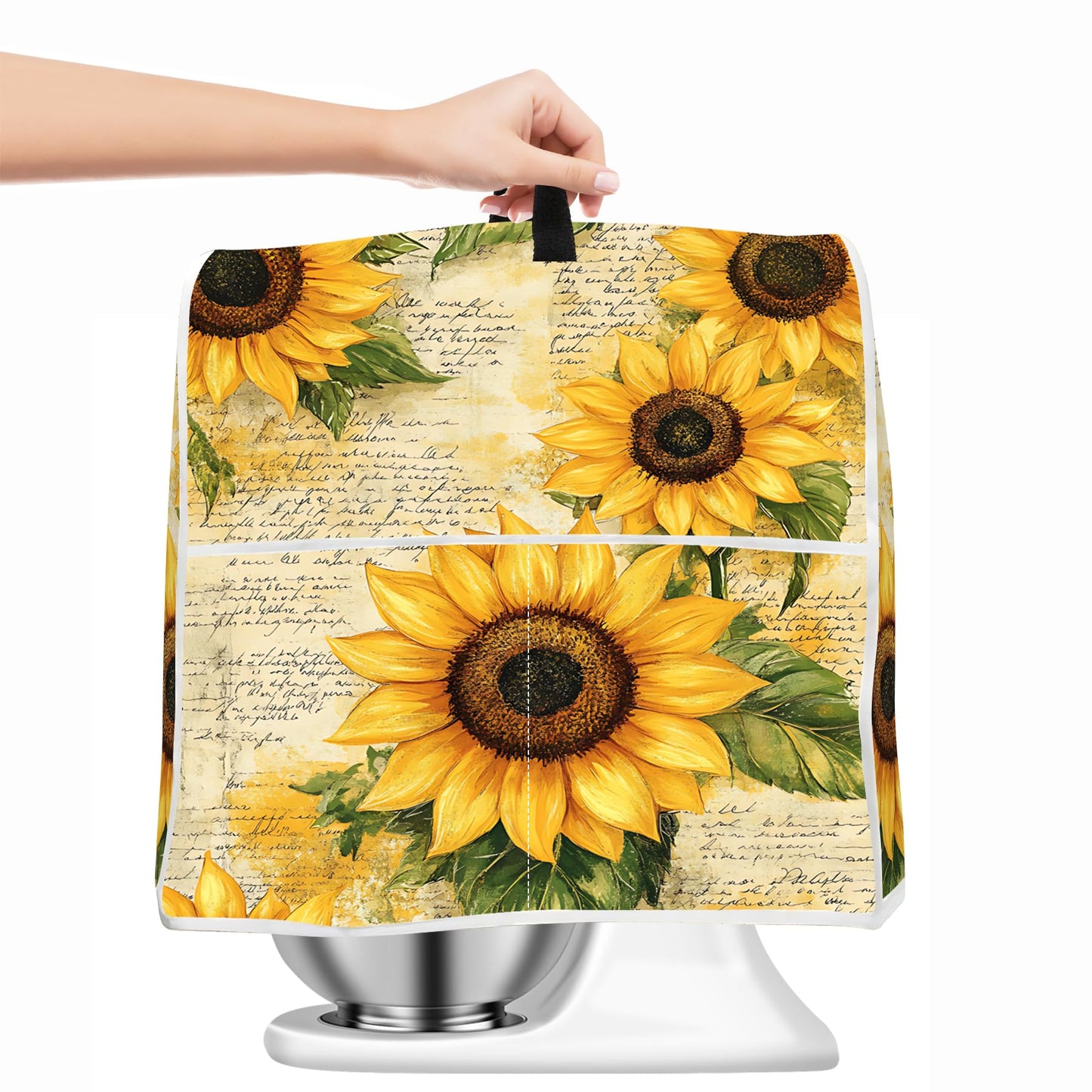 6-8 Quart Kitchen Stand Mixer Dust Cover, Kitchen Appliance Protective Covers with Top Handle and Pocket, Sunflower bouquet