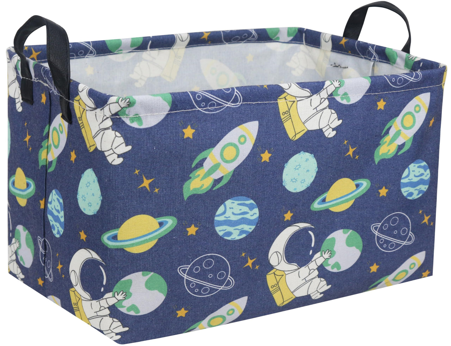 Sanjiaofeng Rectangular Kids Basket Space Storage Bins,Boys Basket Organizer.Waterproof PE Coating Storage with Handles.Clothers,Toys,Books,Kid's Gifts Storage. (Astronaut) …