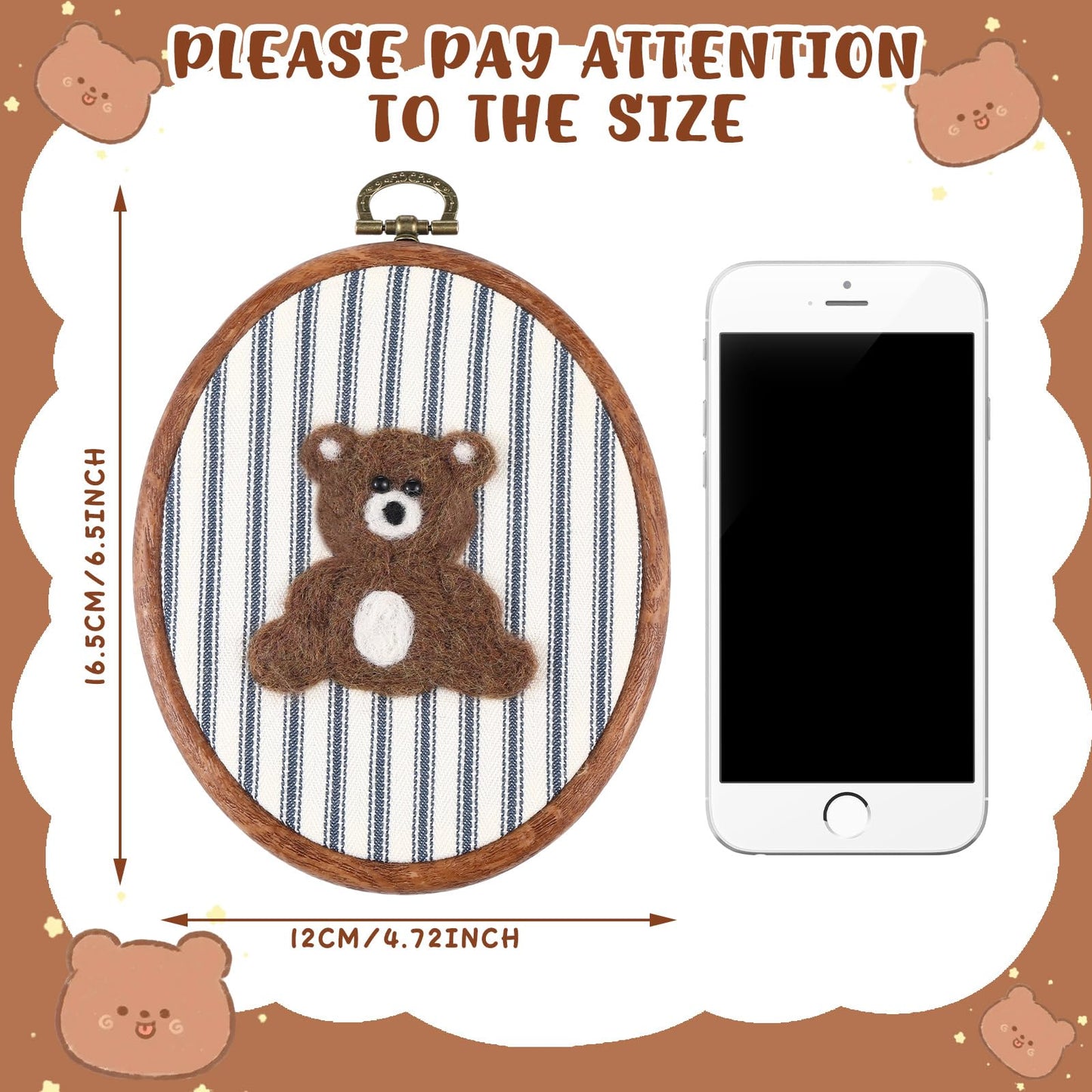 Chunful Felted Blue Striped Bear Nursery Wall Decor Cute Wall Art Decorative Artwork for Nursery Themes Bathroom Living Room Classroom Home Decoration