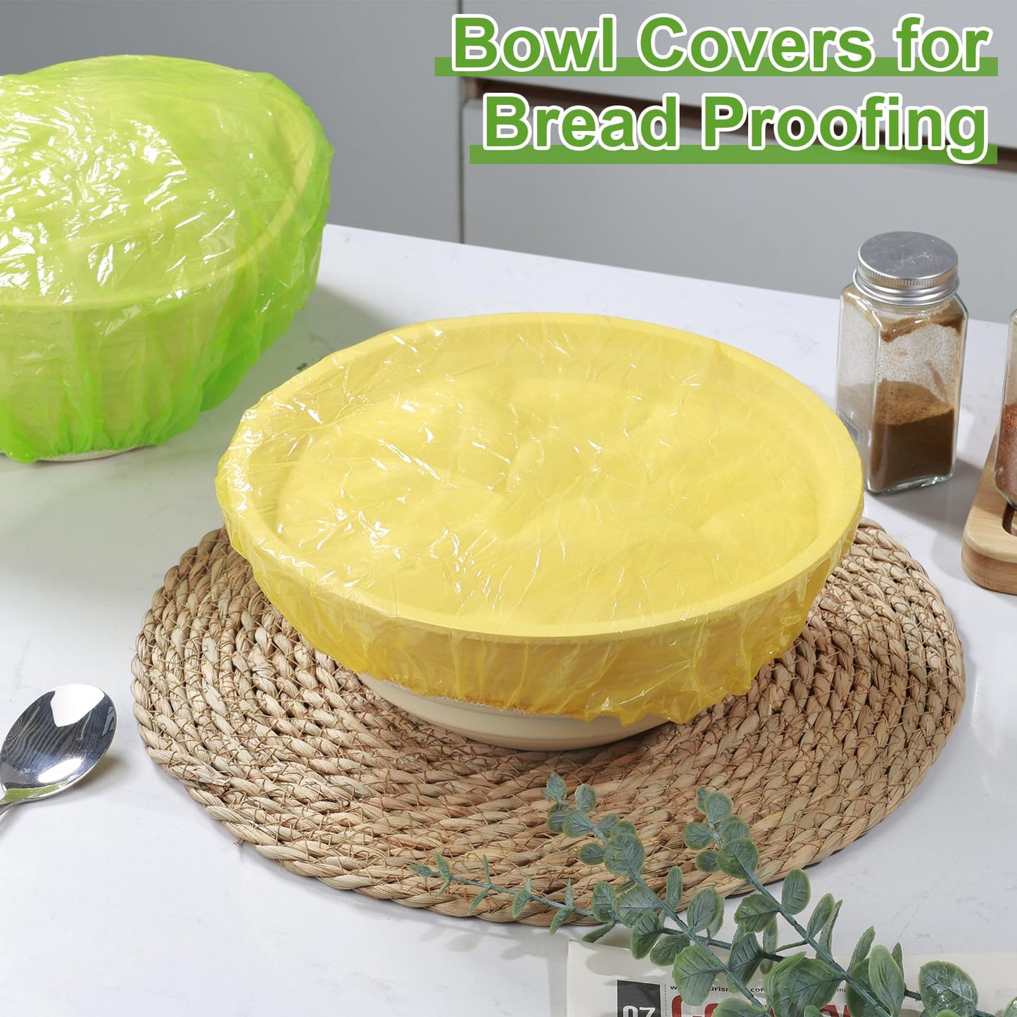 Mwellewm Bowl Covers Reusable Elastic Plastic Wrap for Food Storage Fresh Keeping Stretch Bags Bowl Covers for Bread Proofing Alternative to Foil for Family Outdoor Picnic Sourdough Baking(180)