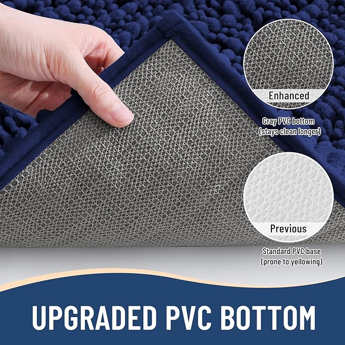 Arotive Luxury Chenille Bathroom Rug Mat, Extra Soft Thick Absorbent Shaggy Bath Rugs, Non-Slip Machine Wash Dry, Plush Bath Mats for Bathroom, Shower and Tub, 34x21, Navy