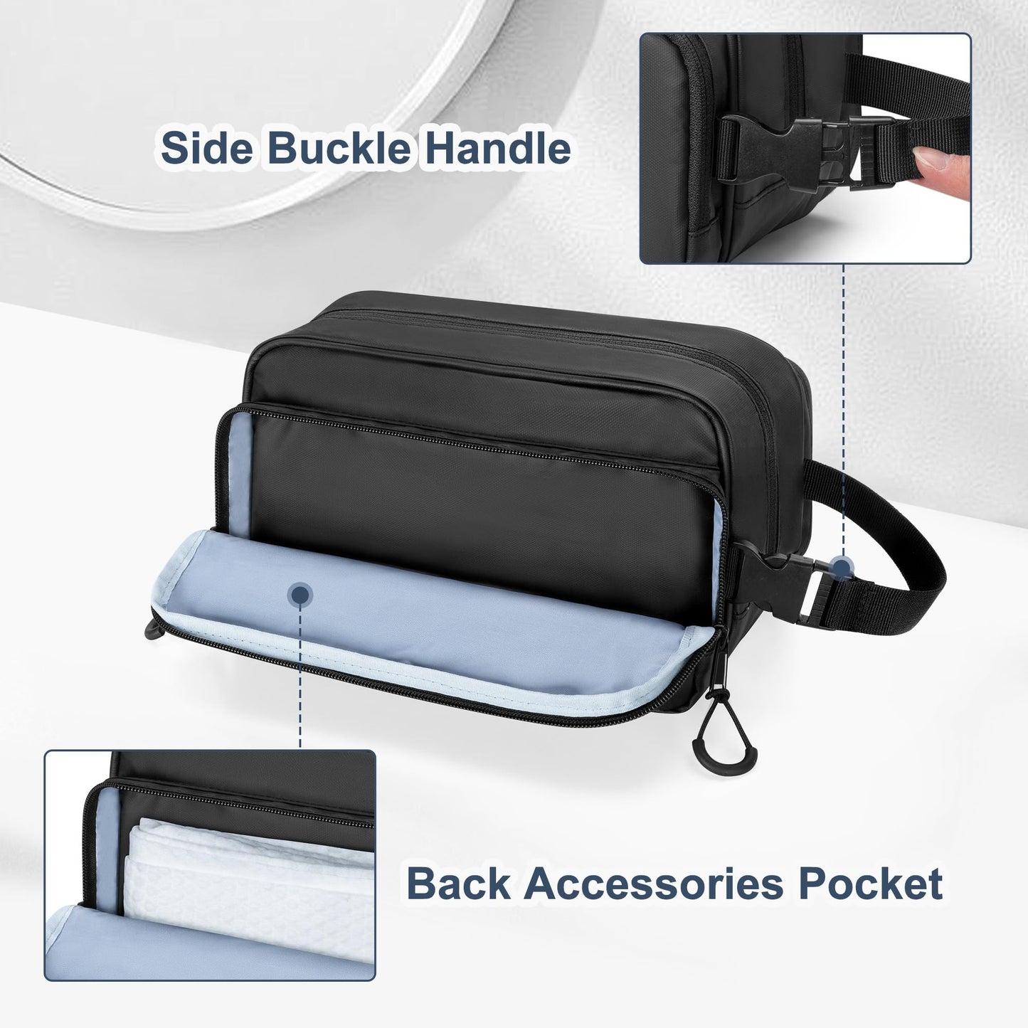 Prokva Toiletry Travel Bag for Men Tactical Hygiene Bag, Shaving Kit Toiletries Organizer Dopp Kit with Large Capacity, Black (Empty Bag Only)