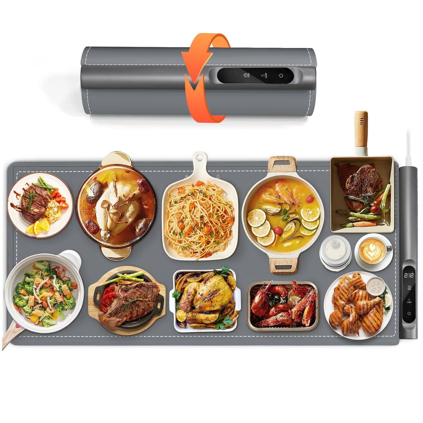 Newise Graphene Warming Mat for Food, Extra Large (XXL 36”x 16") Electric Warming Trays for Buffets Party Countertop with 6 Temp & Timer Settings, Mothers Day Kitchen Gifts for Mom Wife, Gray
