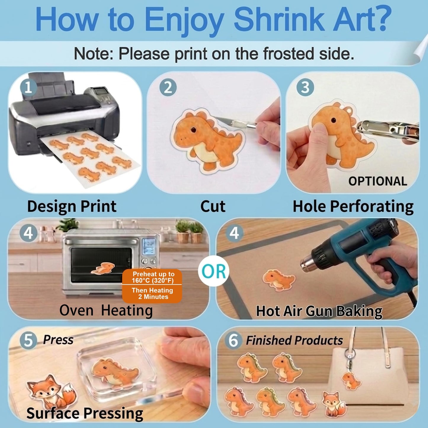 APYECKIT 16Pcs Printable Shrinky Dink Sheets,A4 Printable Shrink Paper for Inkjet Printer, Shrink Dink Sheets for DIY Art Keychain Making Kits for Mother's Day, Father's Day Gifts