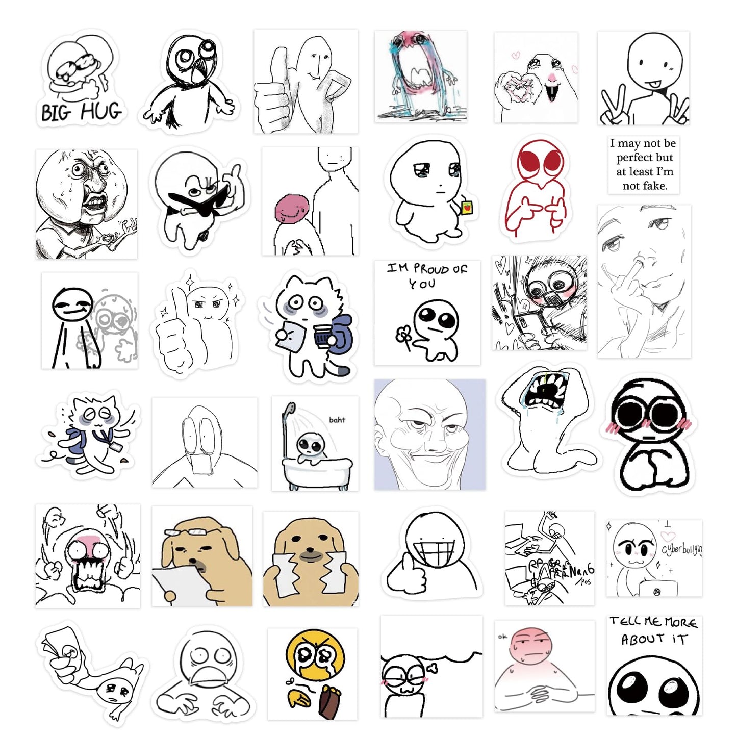 PRSTINCOL Meme Sticker Book, 36 Sheets 460+ Pcs, Black and White Funny Meme Stickers for Adults and Teens, Die Cut Vinyl Stickers for Journaling Scrapbooking DIY