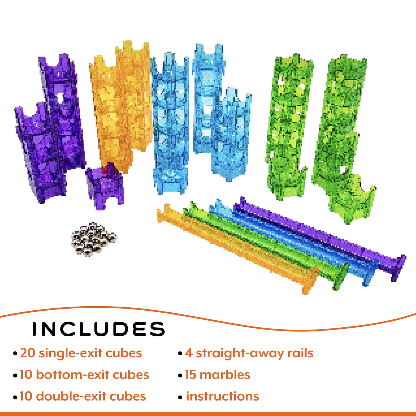 MindWare Q-BA-Maze Rails Creator Set The Next Generation Marble Maze Kids Toys - STEM Marble Run - Recommended for Ages 6+ - Educational Gift for Boys and Girls