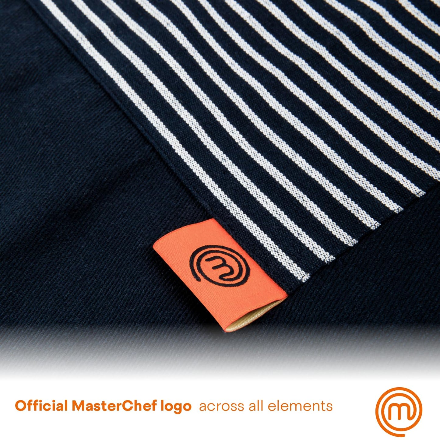 MasterChef Kitchen Set of Cooking Gifts for Men & Women, 5pc Set includes Chef Apron, Pair of Oven Mitts & 2 x Kitchen Towels, Premium Quality Cotton with Official Logo, Elite Black