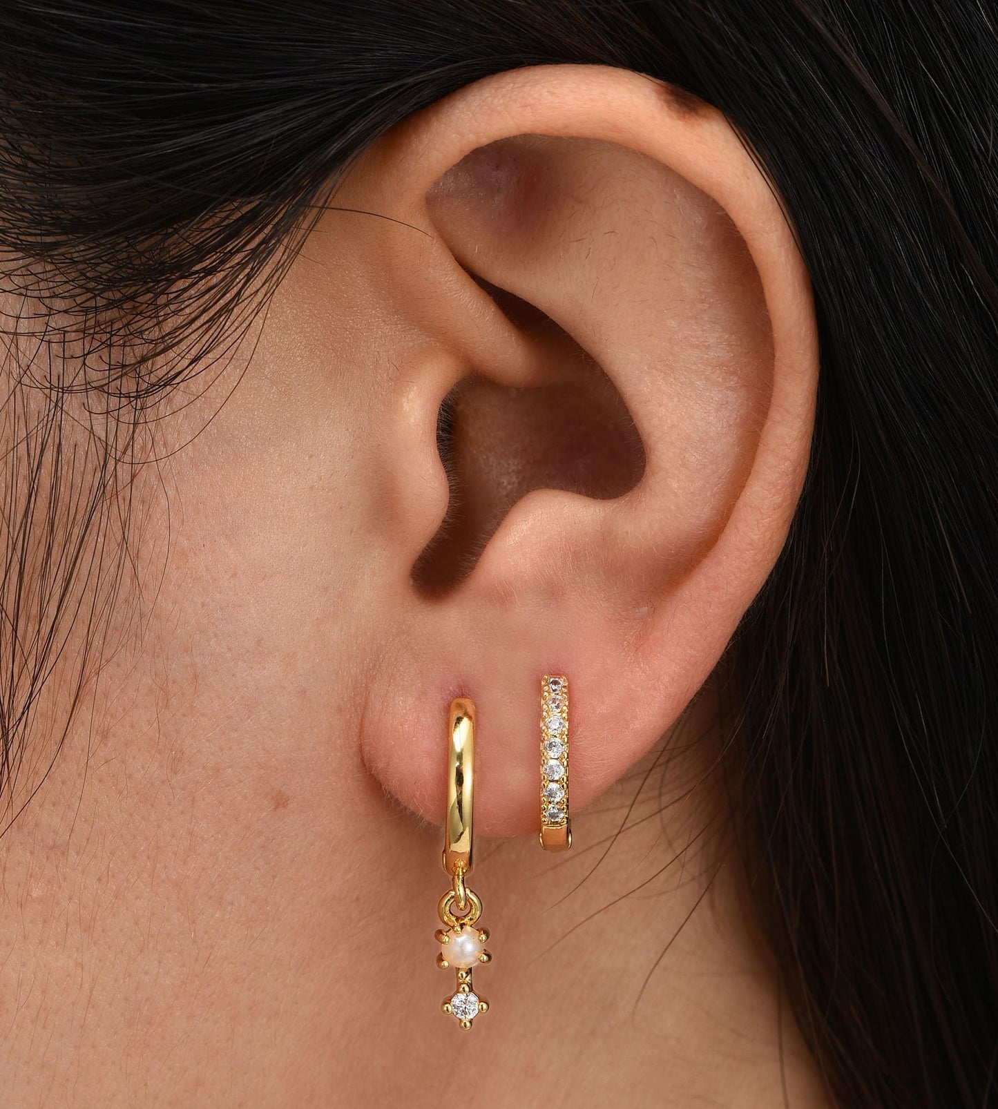 Gold Stud Earrings for Women, 6 Pairs 14K Hypoallergenic Cartilage Earrings for Multiple Piercing, Dainty Small Stackable Hoop Ball Earrings Set (Gold-4 Pairs Chain)