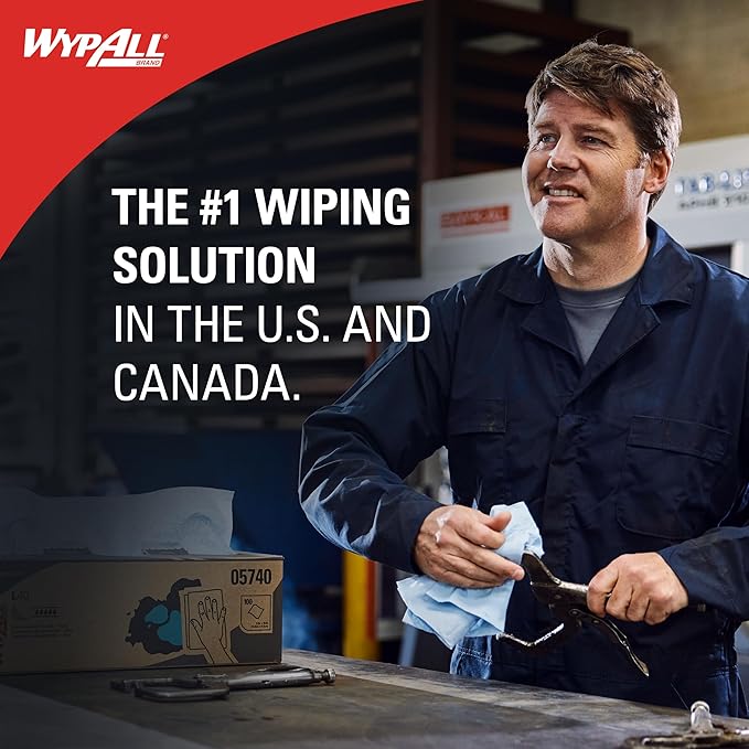WypAll PowerClean X80 Cloths Heavy Duty Wipes (41043), Jumbo, Extended Use Towels, Blue (1 Roll of 475 Sheets, 475 Sheet Total)
