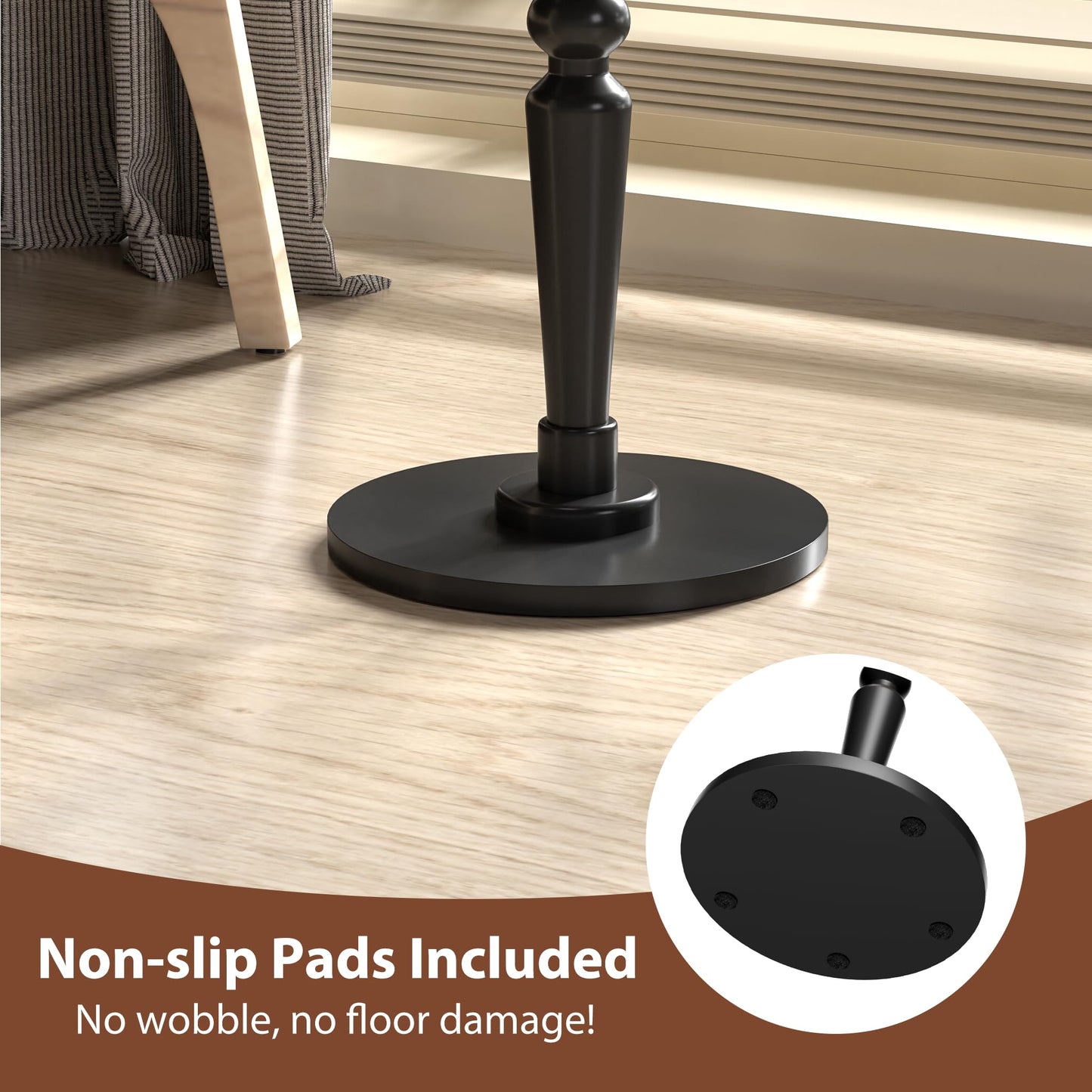 Round Side Table for Small Spaces - Small Accent End Table Nightstand with Solid Wood Top and Pedestal Leg - Modern Drink Table for Livingroom, Bedroom, Corners, Office