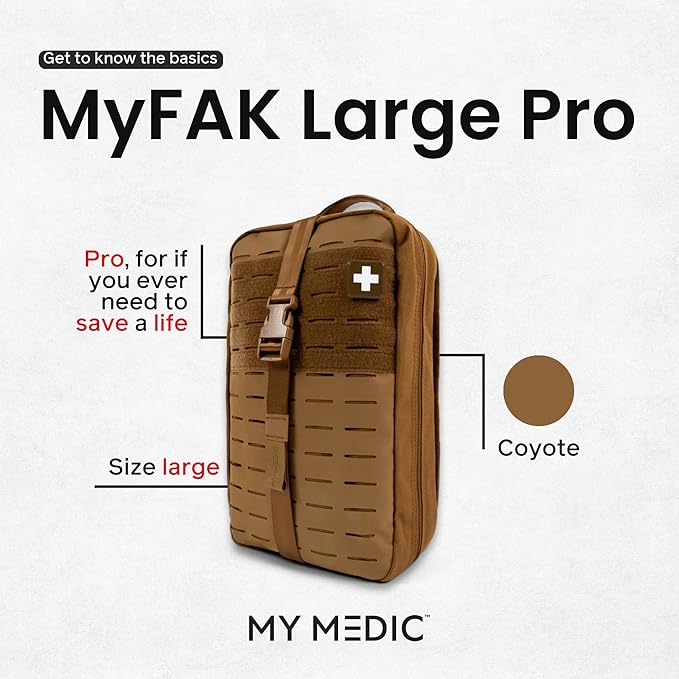My Medic MYFAK Large Pro- HSA FSA Approved Ifak First Aid Kit - Comprehensive 200 life saving Item Medical Kit - Boat or Car First Aid Kit - Coyote