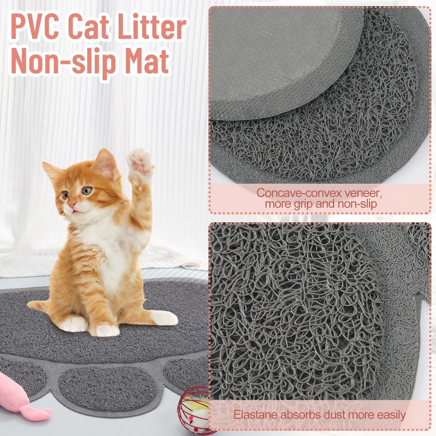 Tioncy 7 Pcs Small Cat Kitten Starter Kit Cat Litter Box with Shovel Paw Litter Mat Double Automatic Bowls Toy Teaser Stick Kitten Collar Essentials Kits for 1-3 Lbs Beginner(Pink)
