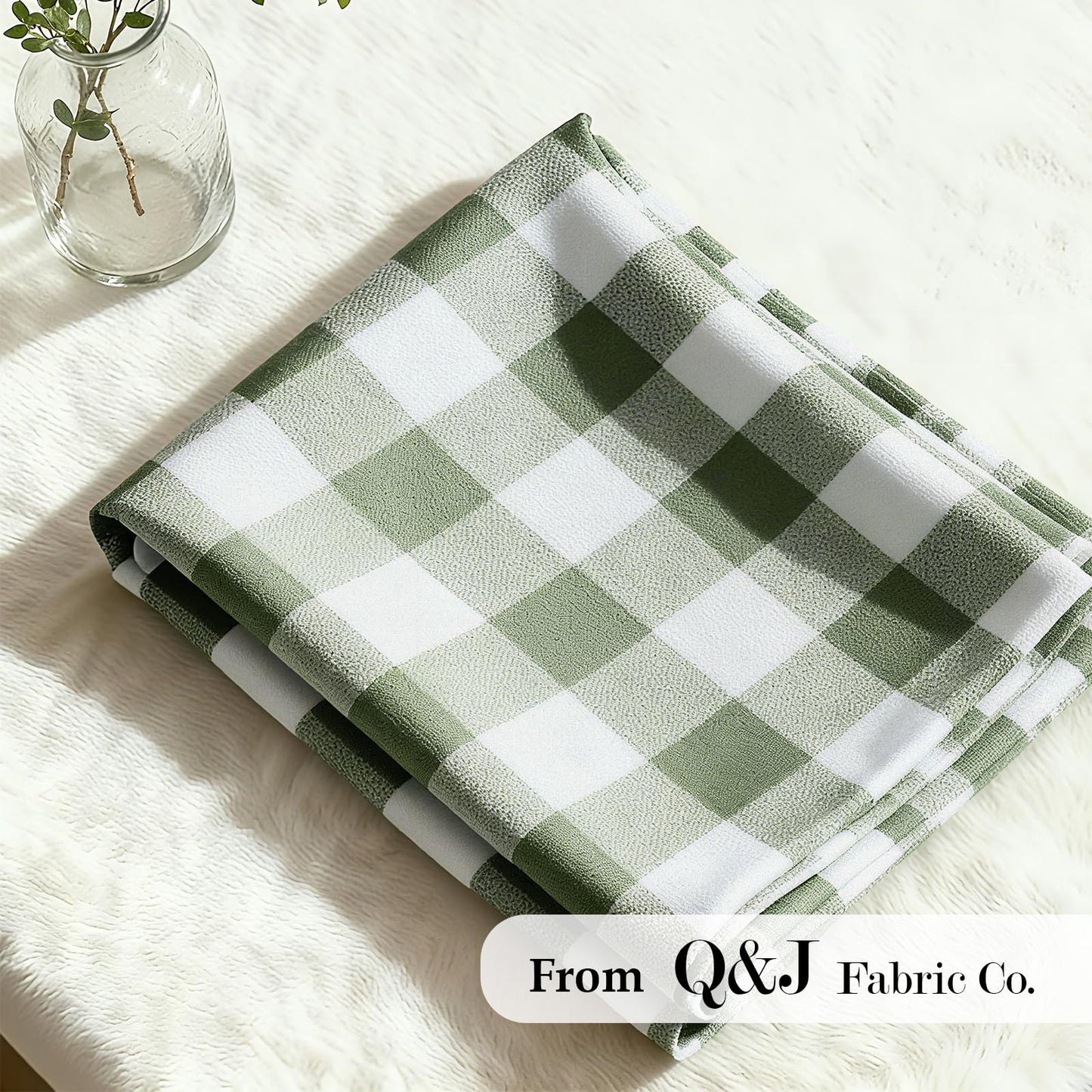 Q&J Fabric Co. Plaid Fabric 10 Yards x 94 Inch 1'' Sage Green Gingham Checkered Fabric by The Yard Precut Patchwork Sewing for DIY Craft Sewing Home Christmas Decoration