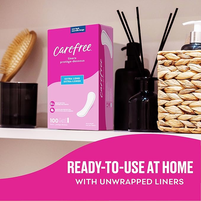 Carefree Panty Liners, Regular Liners, Unwrapped, Unscented, 120ct (Packaging May Vary) (Pack of 2)