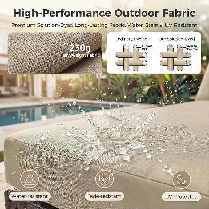NICESOUL 9 Piece Modern Extra-Large Outdoor Patio Sectionals with Fire Pit Table Natural Gas & Propane, 29.3'' High Back Comfortable Conversations for Outside, Deep Seating Modular Sofa Couches, Tan
