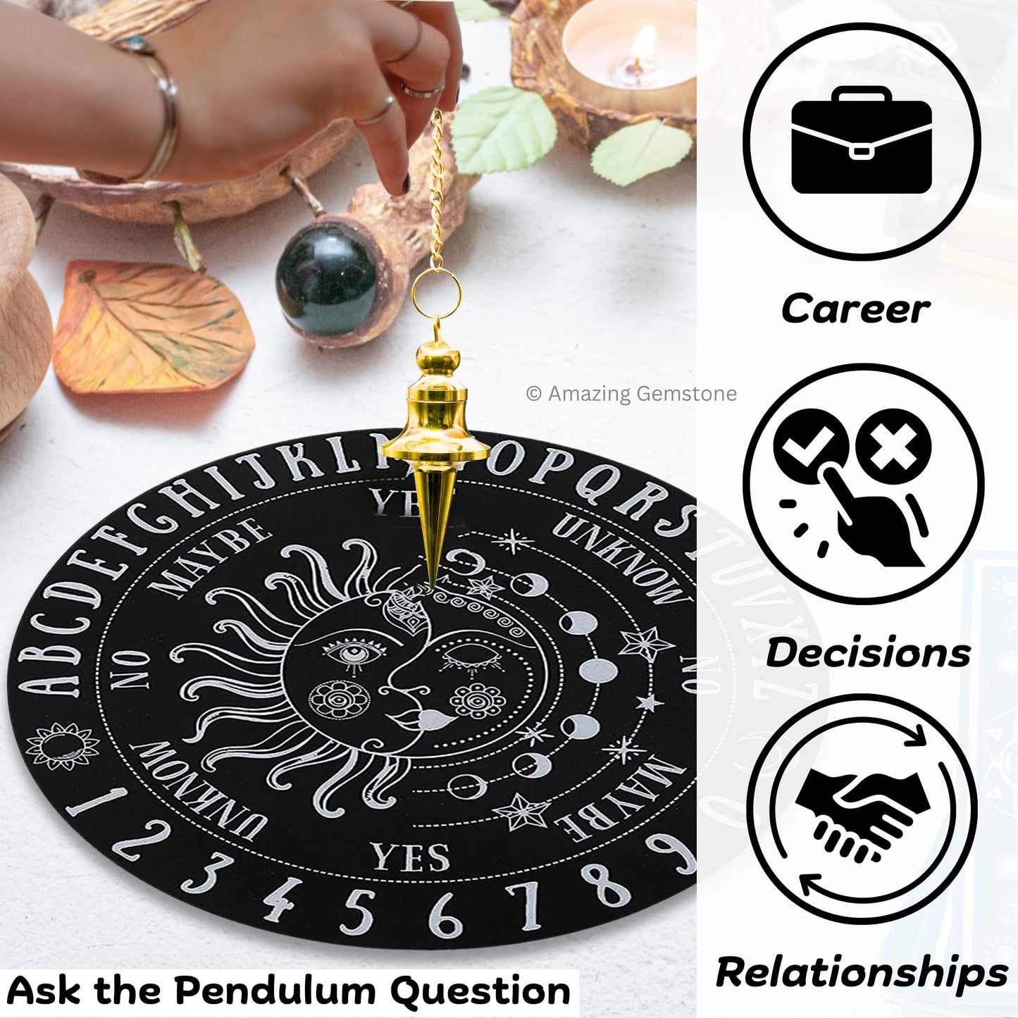 Amazing Gemstone Healing Metal Pendulums for Divination, Gold Disc Cone Long Point Steel Copper Pendulum High Energy Pendulo de Bronce Pendulos de Mesa MP117