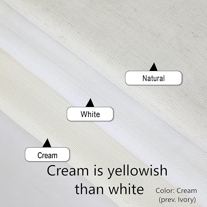 Chyhomenyc Light Filtering Curtains 72 Inch Length 2 Panels Set, Faux Linen Textured Soft Airy Privacy Yellowish Farmhouse Curtain Drapes for Living Room, Each 40Wx72L Inches, Cream???prev. Ivory???