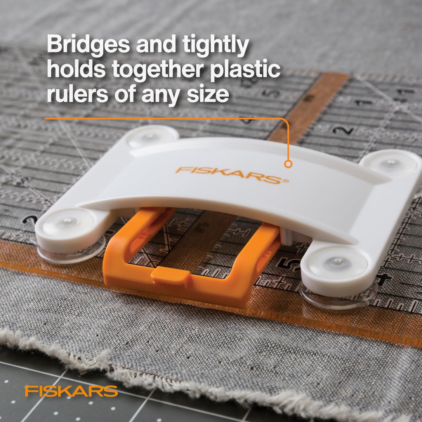 Fiskars 3-Piece Ruler & Connector Set, 6.5"x6.5" and 6.5"x24.5" Rulers, Precision Measuring Tool for Arts & Crafts, Easy Alignment & Cutting