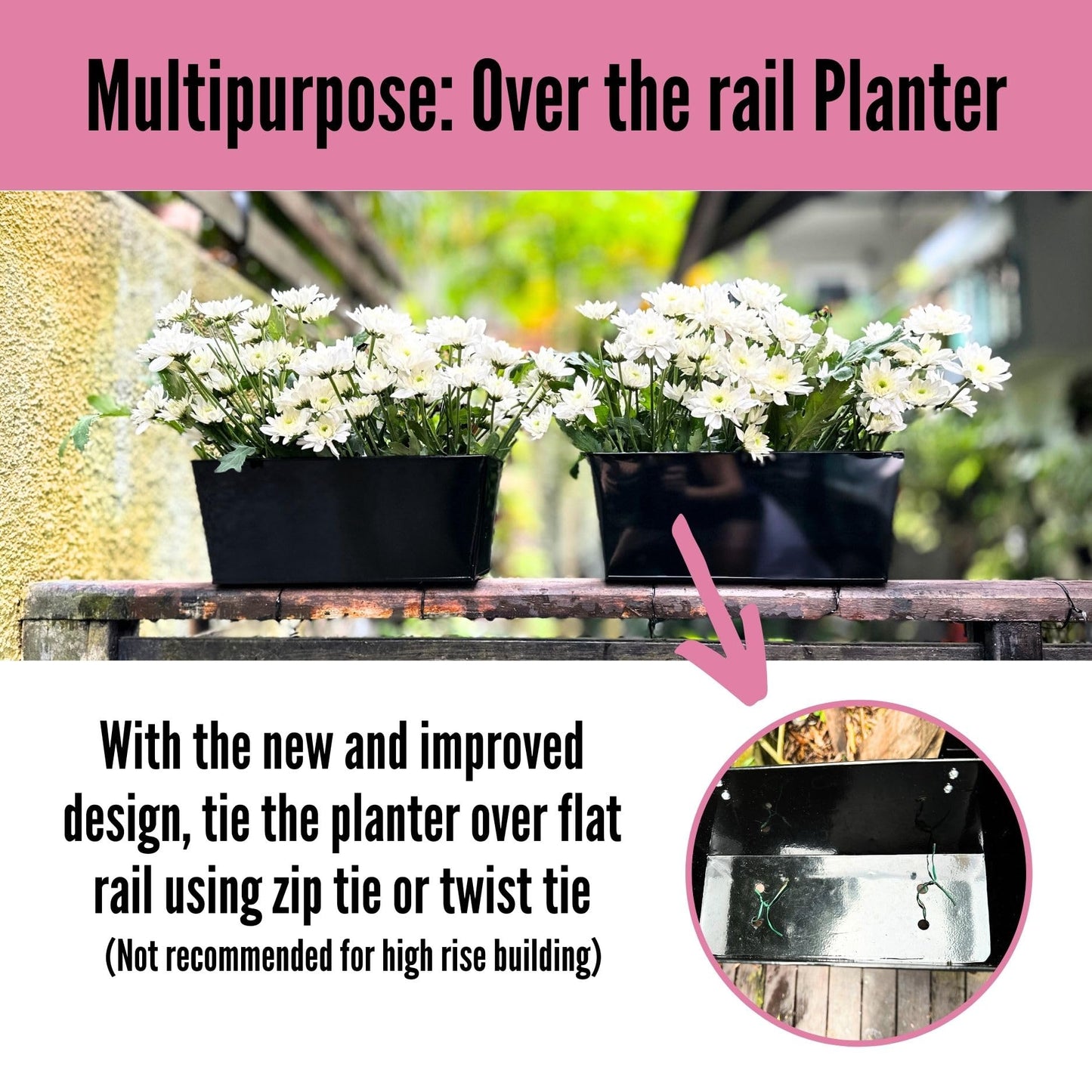 LaLaGreen Bundle- 2 Pack, 16 Inch Black + 6 Pack, 16 Inch White Rectangular Metal Pot Large Strawberry Hanging Wall Fence Plant Holder Deck Rail Balcony Modern Flower Box with Hook Outdoor Patio Decor