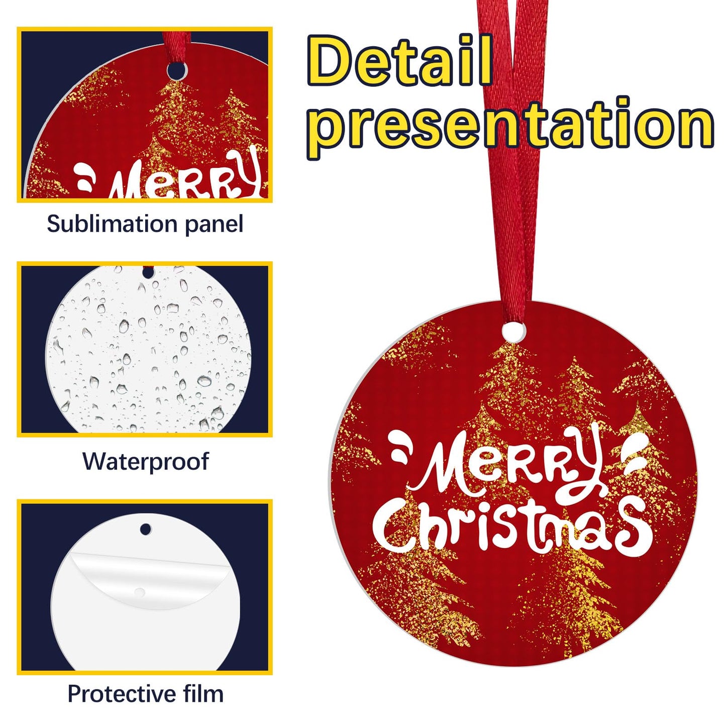 36 pcs Metal Sublimation Ornament Blanks,Sublimation Christmas Ornament Blanks for Christmas Tree Decor Blank Ornaments,Double Sided Sublimation Ornaments Round Sublimation Blanks