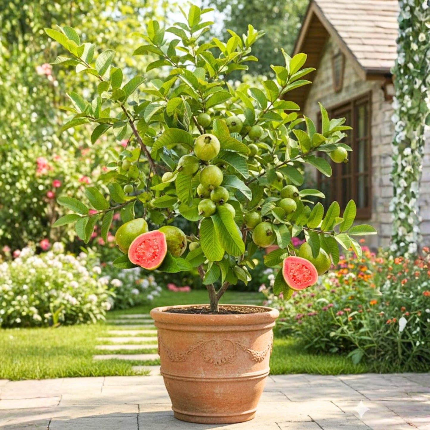Pink Guava Tree Live Plant, 4-6 Inches Guava Fruit Tree Well Rooted, Tropical Fruit Trees for Containers and Garden Growing