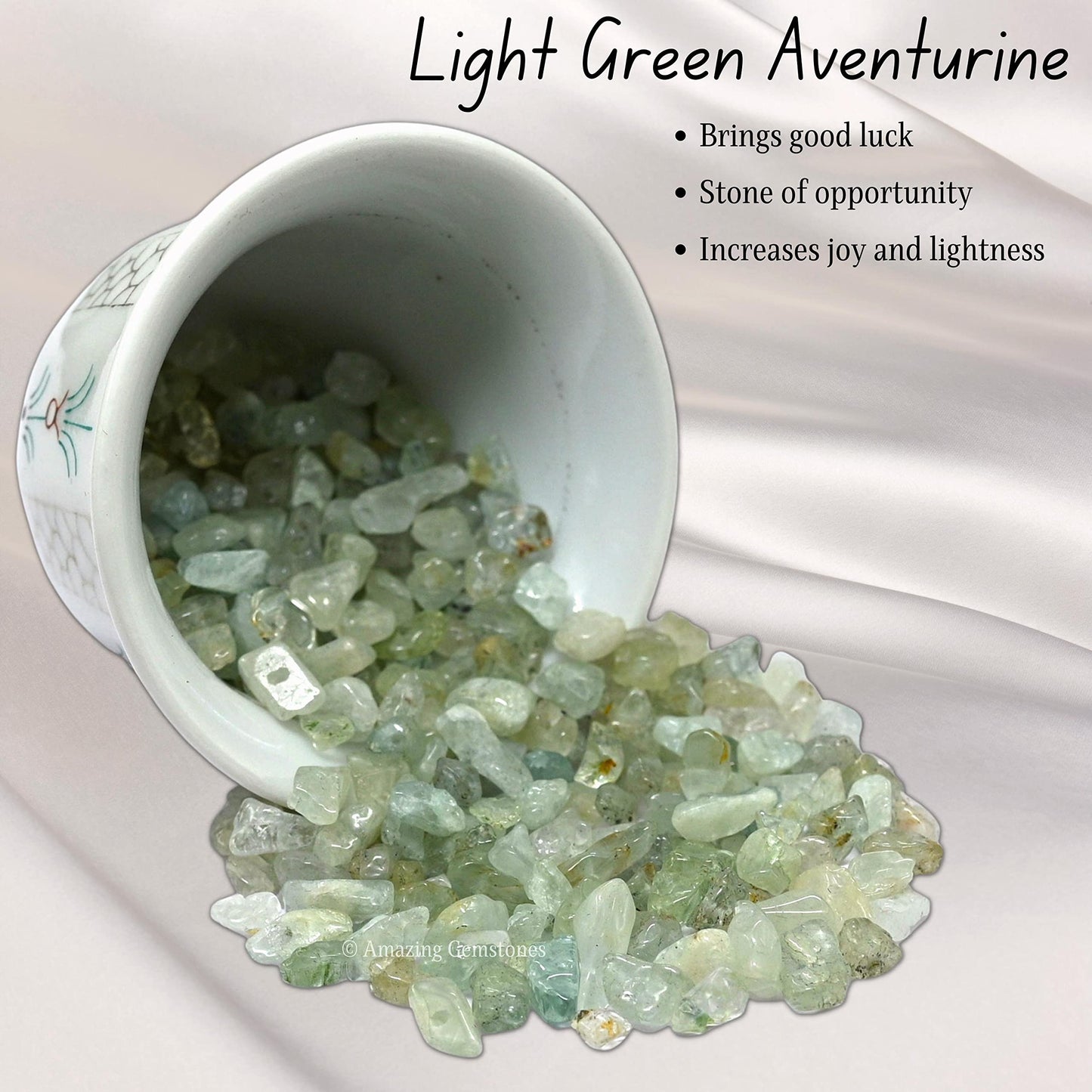 Light Green Aventurine Pre Drilled Natural Crystals Crushed Chips Beads for Jewelry Making, DIY Handmade Healing Crystals (25 Inch Strand)