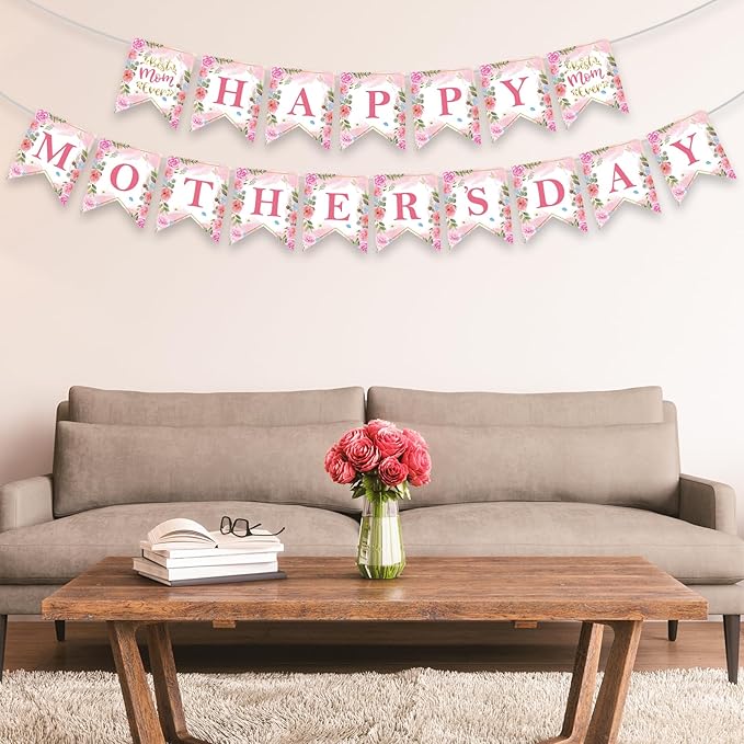 Pink Happy Mother’s Day Banner Kit, 17 Pieces