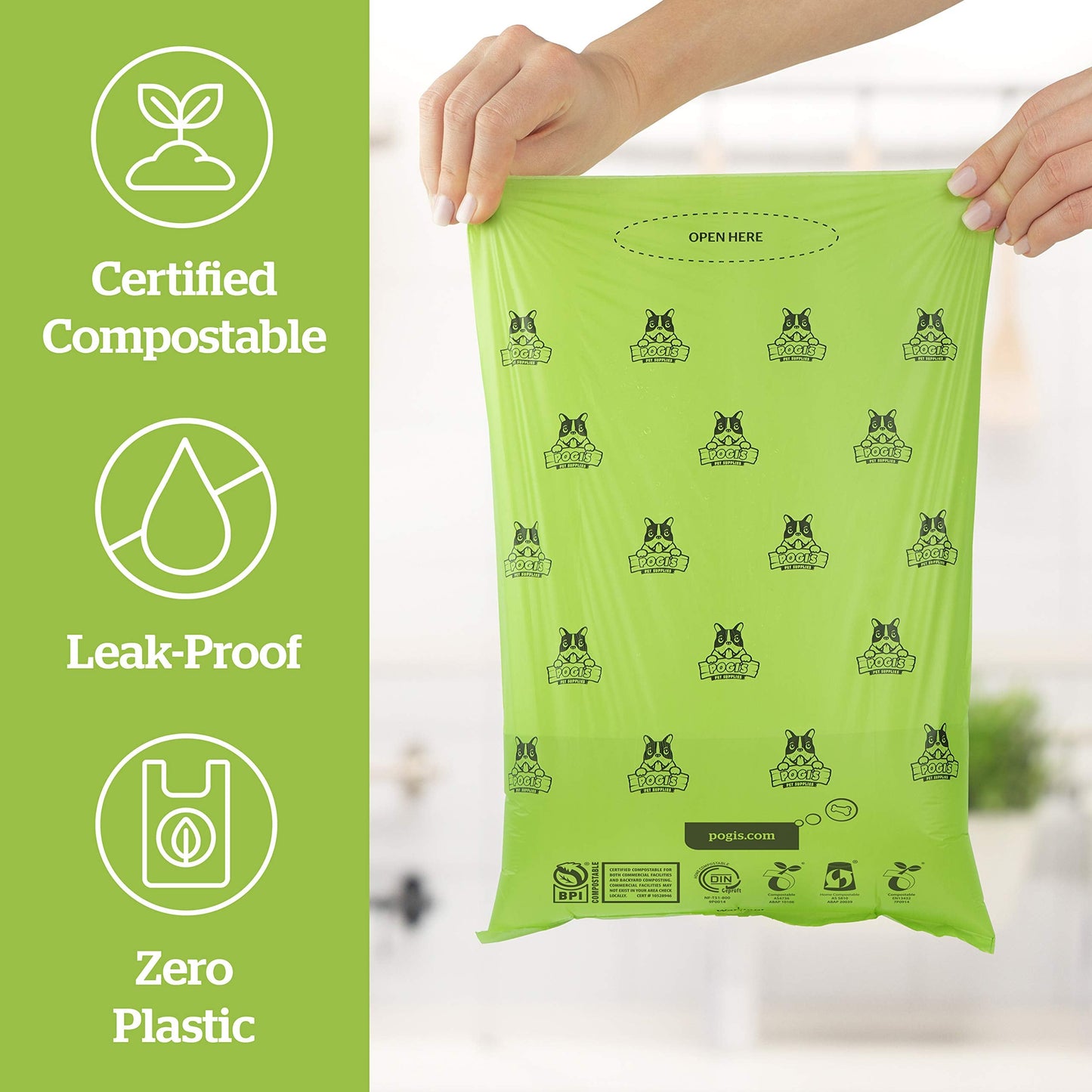 Pogi's Poop n' Wipe Combo Pack - 270 Compostable Dog Poop Bags and 400 Plant-Based Grooming Wipes Bundle