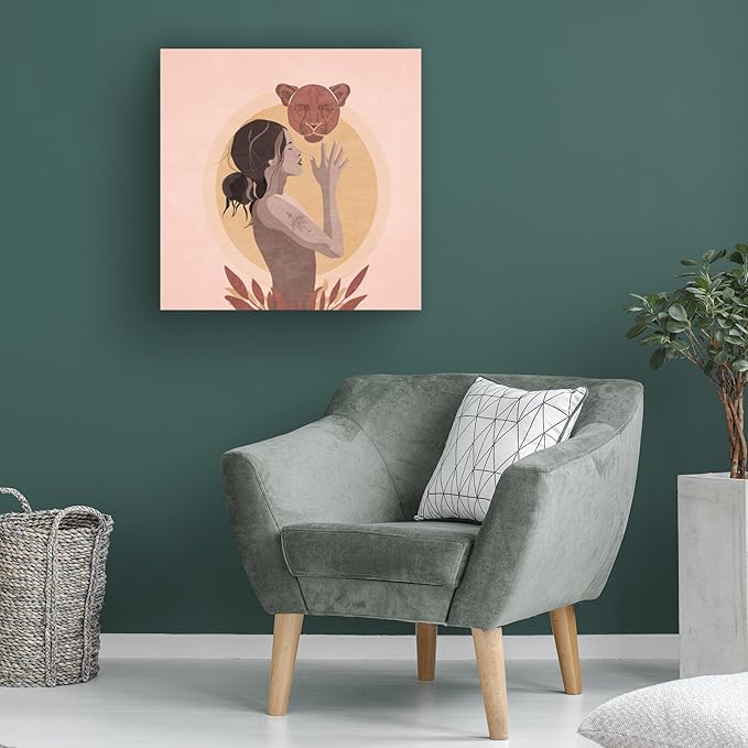 Trademark Fine Art Canvas Wall Art - Emel Tunaboylu 'Meditation With Tiger' Wall Art for Living Room, Bedroom, or Office Décor