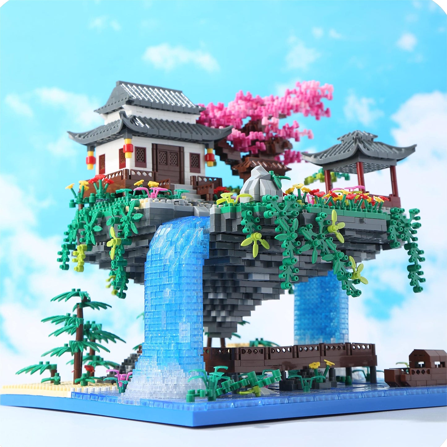 Yushinv Cherry Blossom Tree Building Set with Gift Box, Original Music Cherry Blossom Tree House(Type :Symphony), Japanese Sakura Tree House Lights Building Kit3320 Pcs, Cherry Bonsai Building Set.