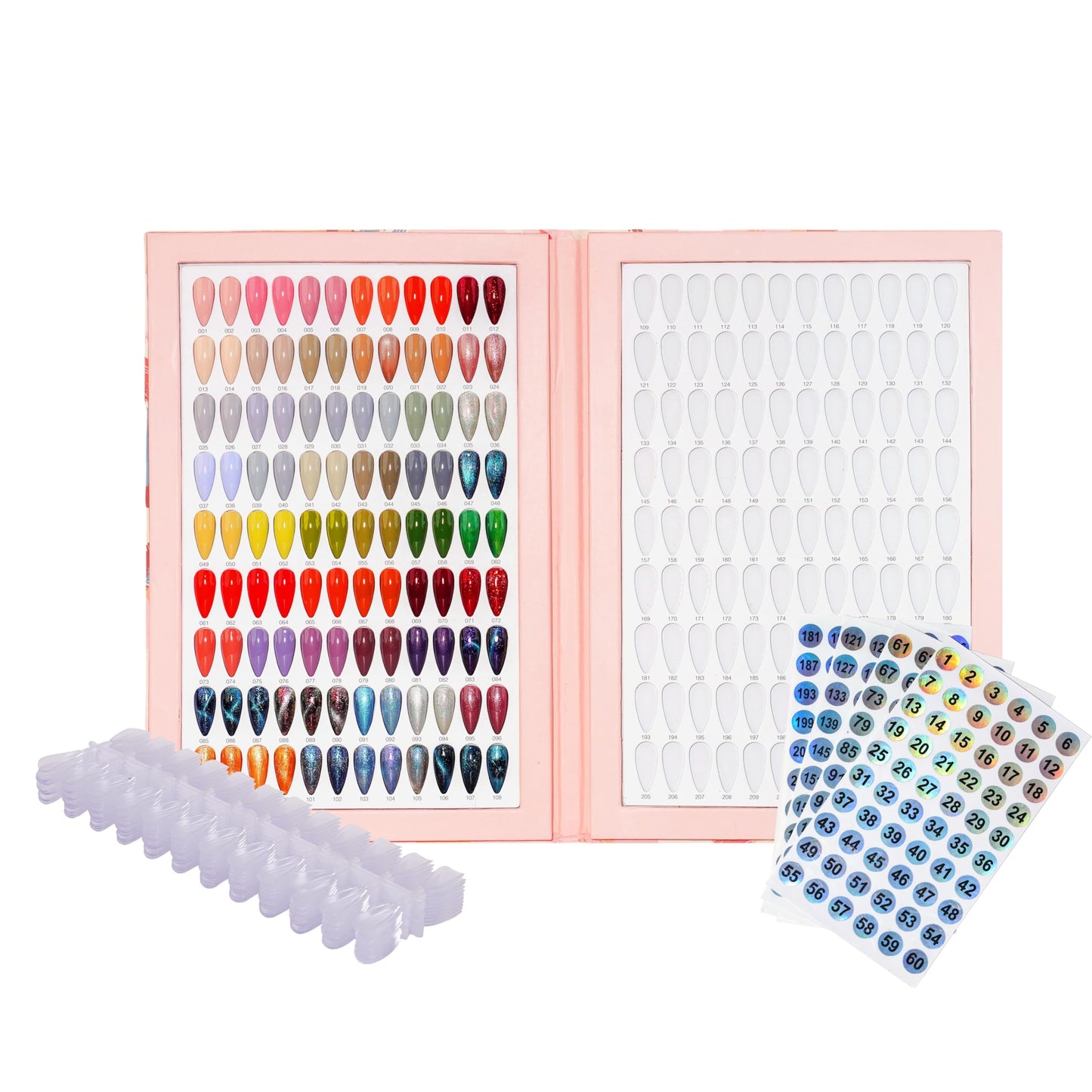 Acycoin2A 216 Nail Color book with 240 nail tips and nail polish gel color number lable (B)
