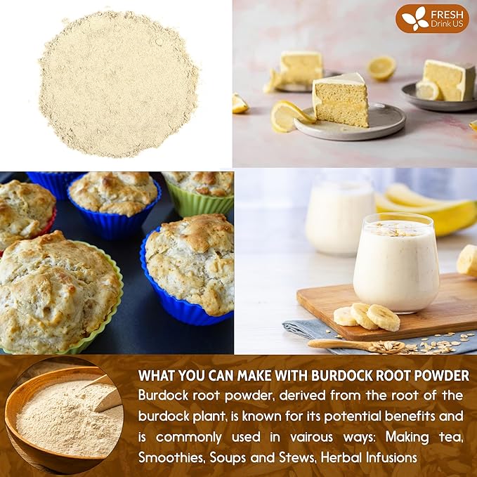 FreshDrinkUS, Premium 2oz Burdock Root Powder, 100% Natural & Pure from Burdock Root, No Additives, No Caffeine, Vegan
