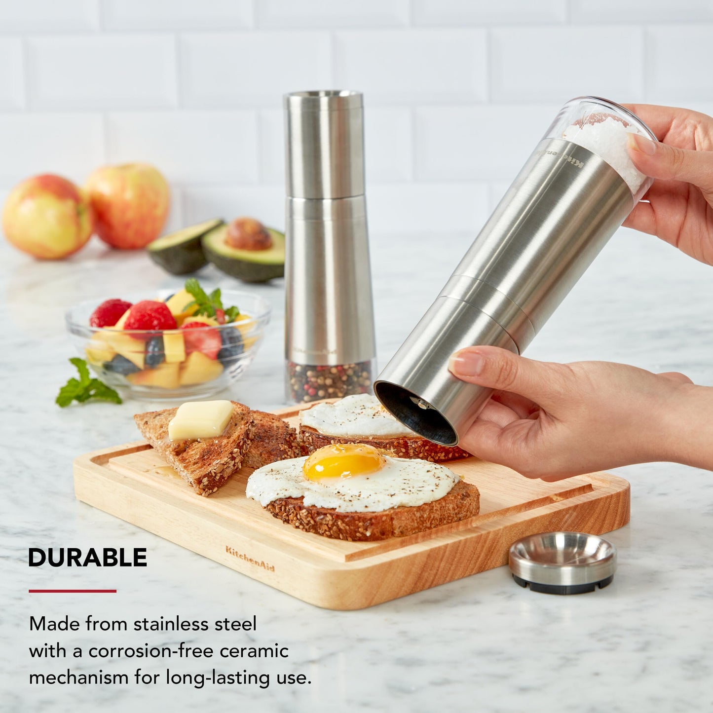 KitchenAid Stainless Steel Filled Salt Grinder, 8 Inch
