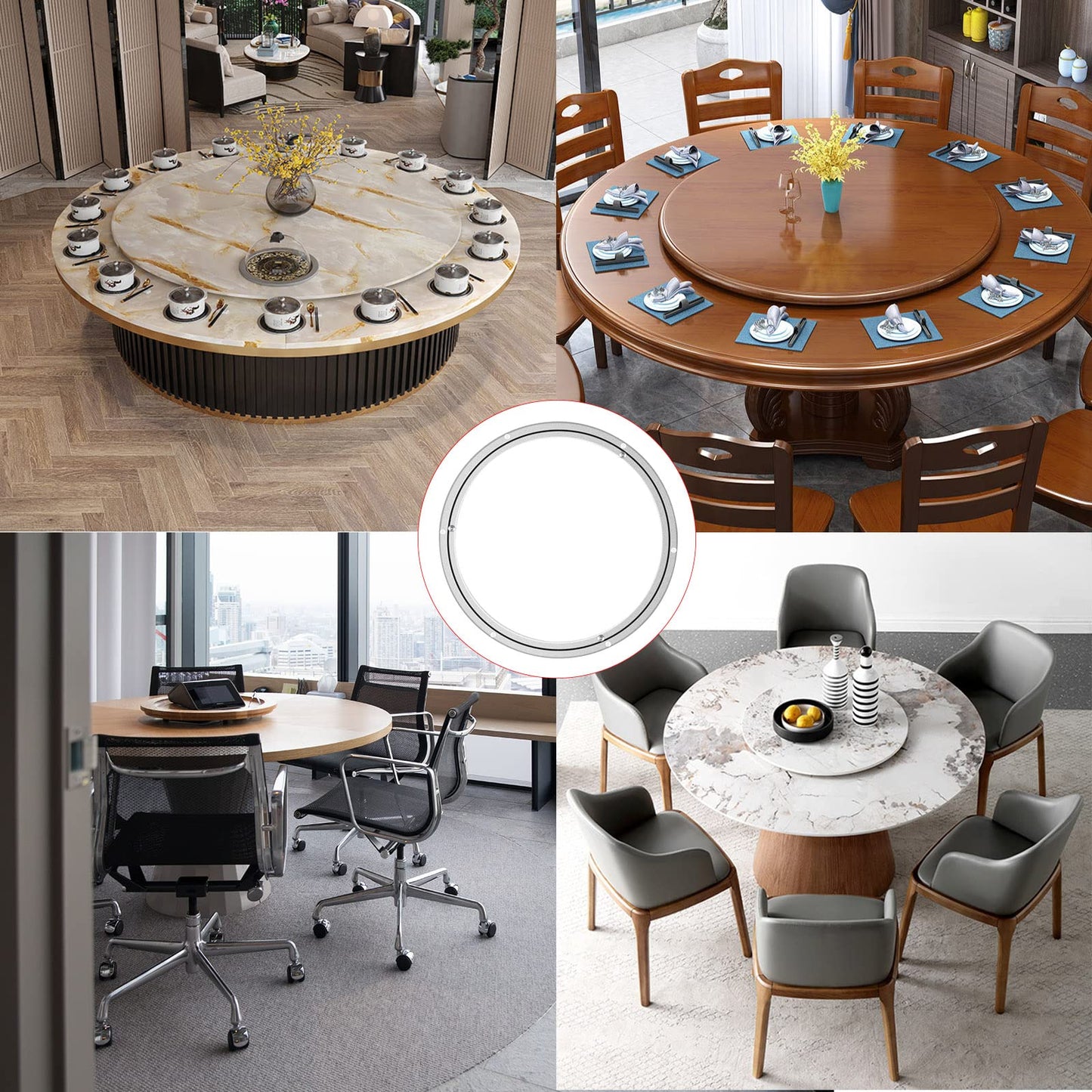 Lazy Susan Hardware Aluminum Metal Rotating Turntable Bearings Swivel Plate Hardware for Dining-Table and Workbench (16 Inchs) …